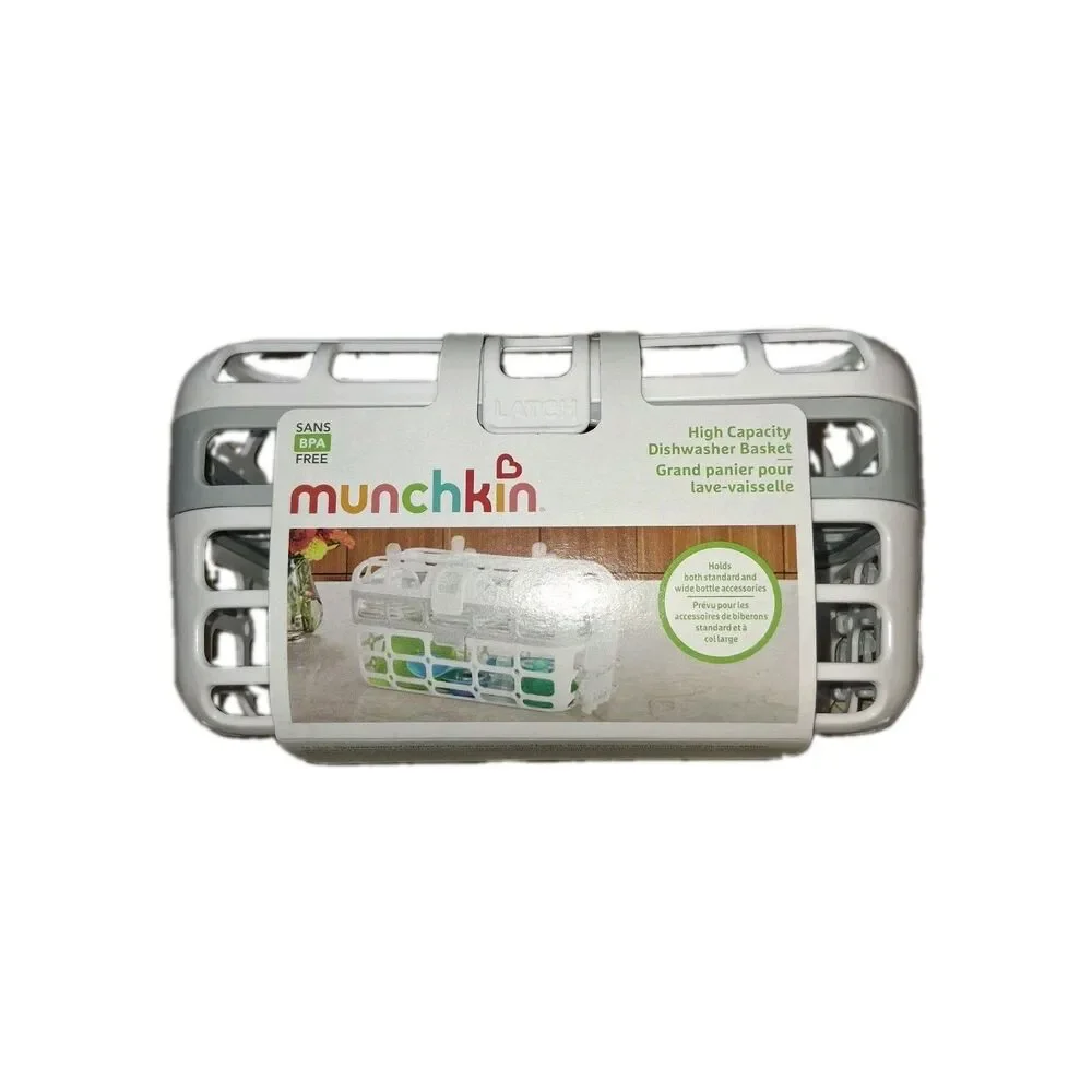 Munchkin High Capacity Dishwasher Basket White & Gray, 25% LARGER, BPA Free, NEW